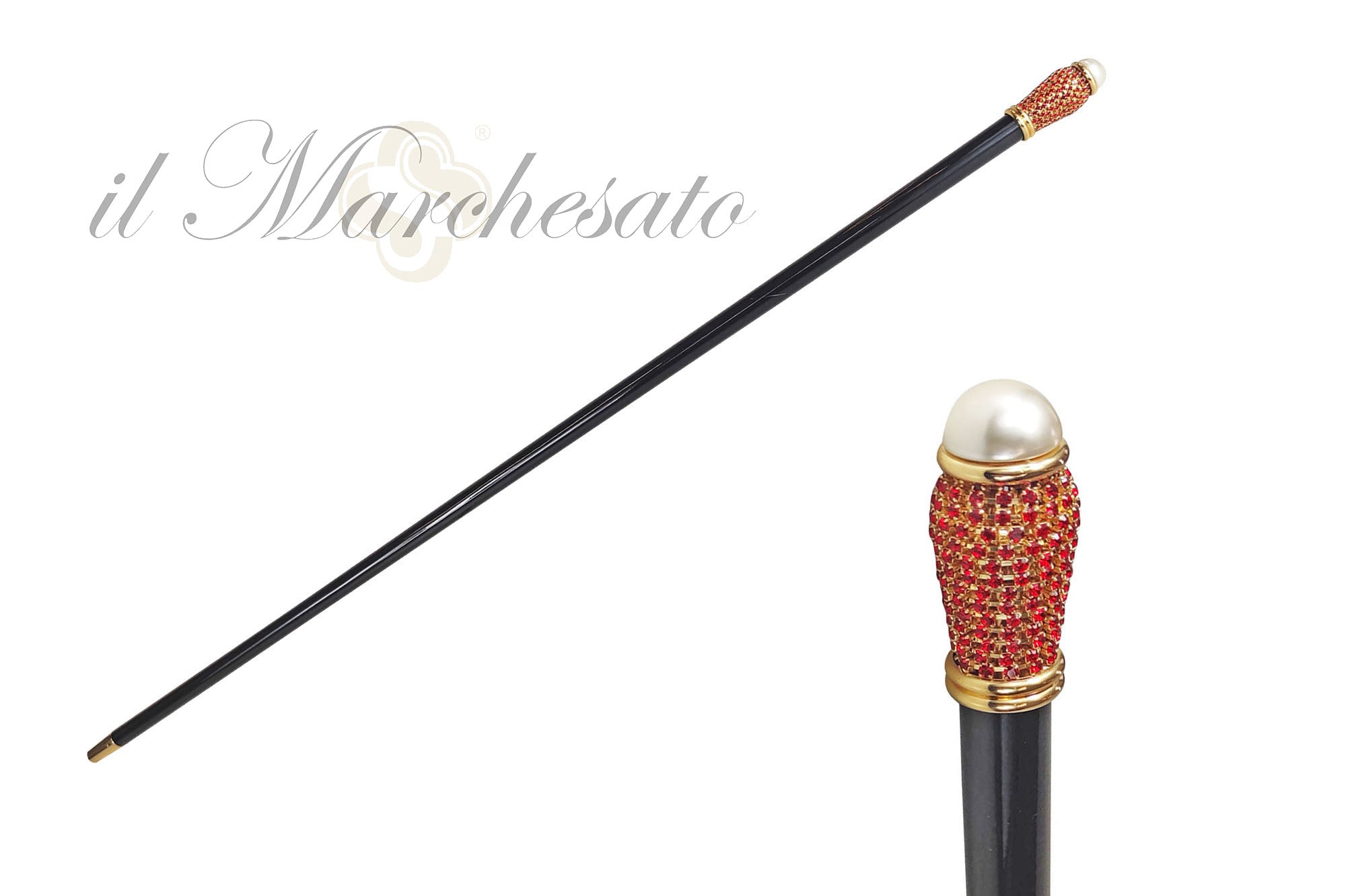 Milord Walking stick with Red crystals