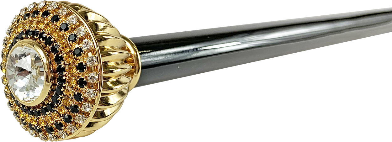 Fine and elegant Walking stick with topaz and black crystals