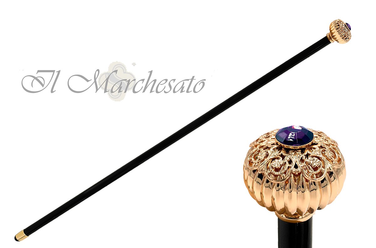 "Onion" Walking cane with filigree and amethyst - il-marchesato