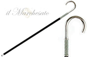 Walking Stick With Silver Plated Handle, Full of Emerald Rhinestones - IL MARCHESATO LUXURY UMBRELLAS, CANES AND SHOEHORNS