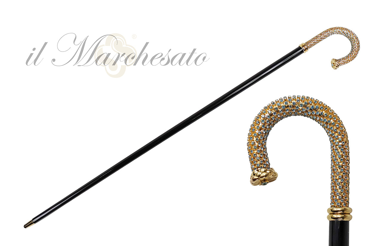 Luxury Walking stick Encrusted with hundreds Acquamarine Crystals