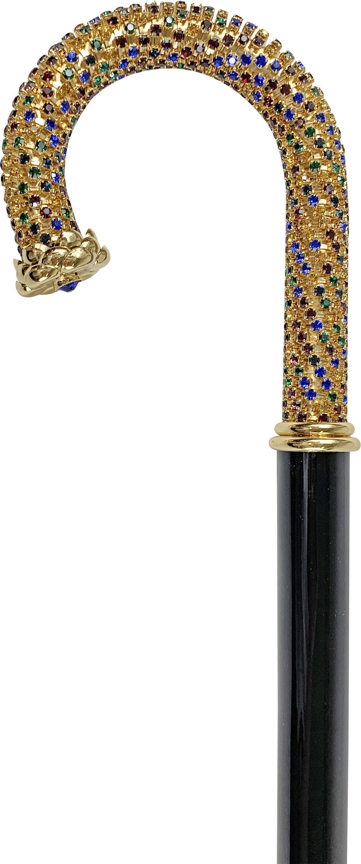 Walking cane Encrusted with Multicolor Crystals