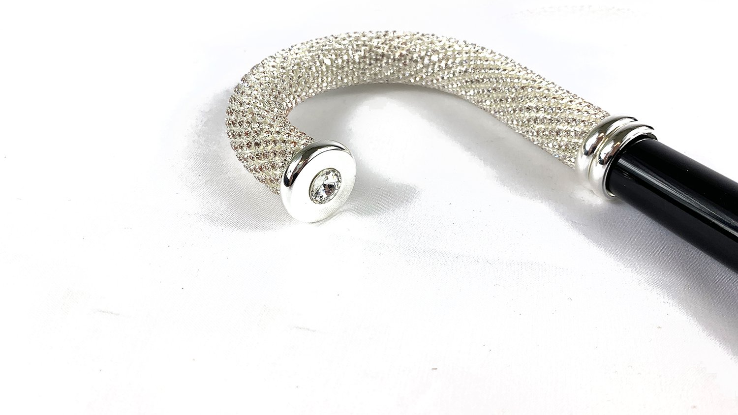 Luxury Walking stick for Man with thousands of white crystals - IL MARCHESATO LUXURY UMBRELLAS, CANES AND SHOEHORNS