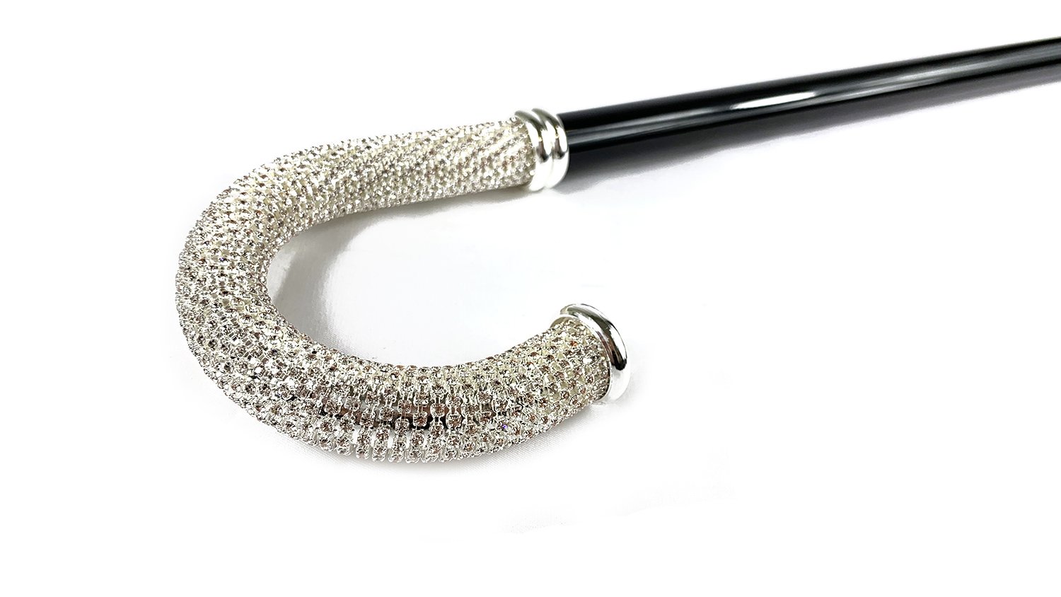 Luxury Walking stick for Man with thousands of white crystals - IL MARCHESATO LUXURY UMBRELLAS, CANES AND SHOEHORNS