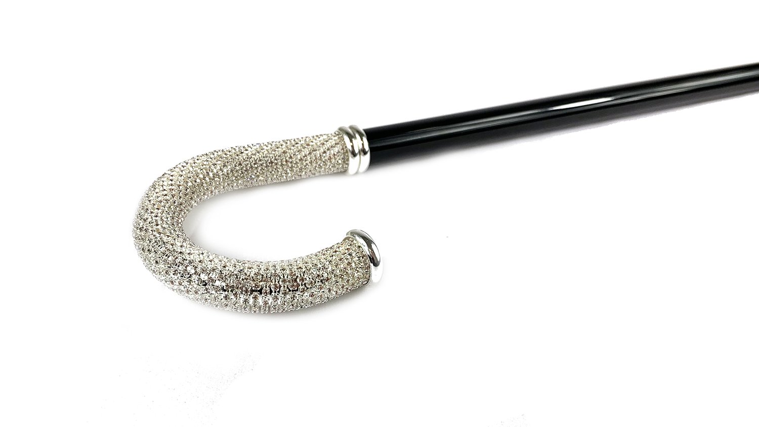 Luxury Walking stick for Man with thousands of white crystals - IL MARCHESATO LUXURY UMBRELLAS, CANES AND SHOEHORNS