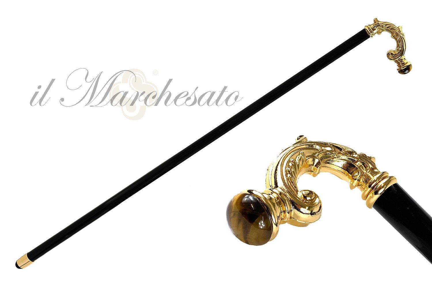 LUXURY TIGER EYE WALKING CANE