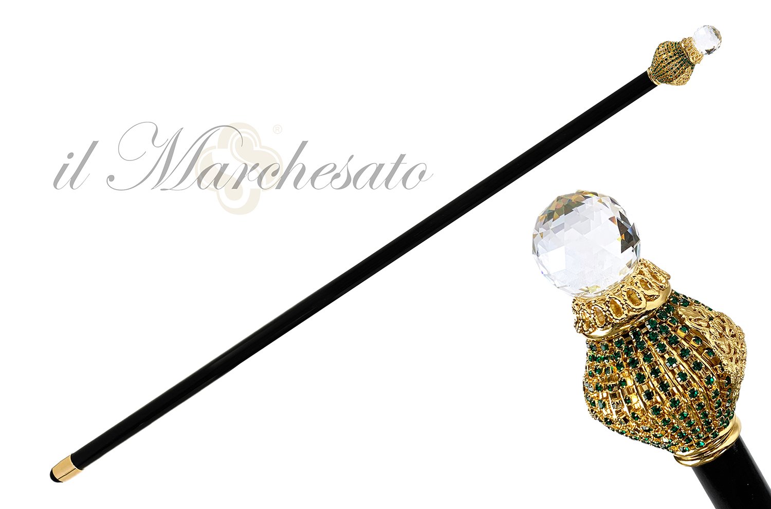 LUXURY EMERALD WALKING STICK