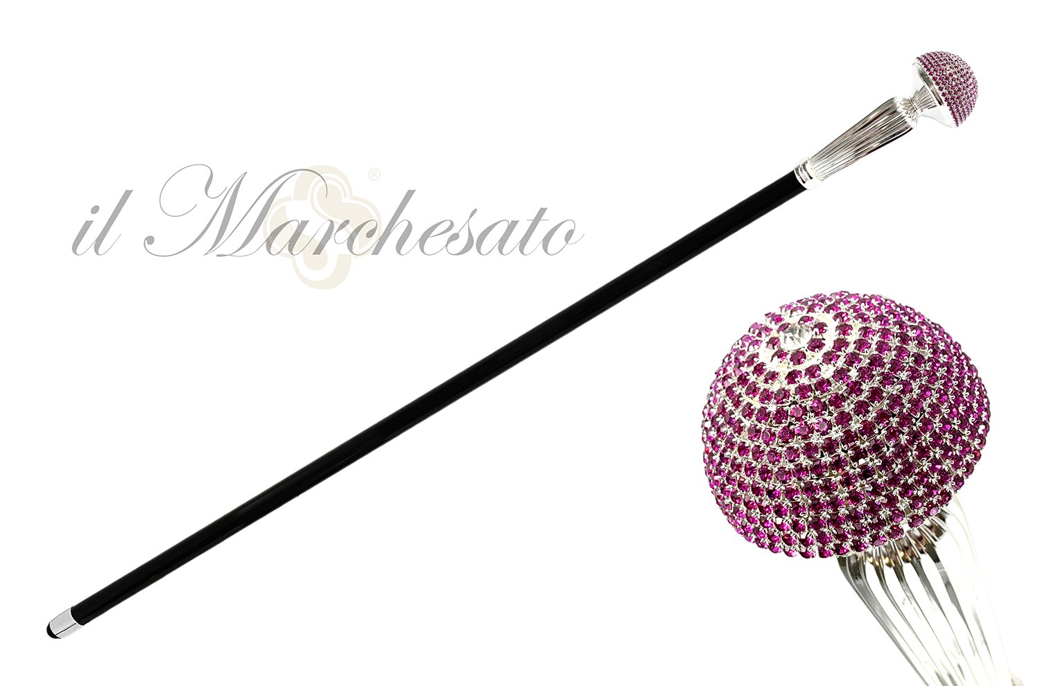 LUXURY FUCHSIA CRYSTALS CANE