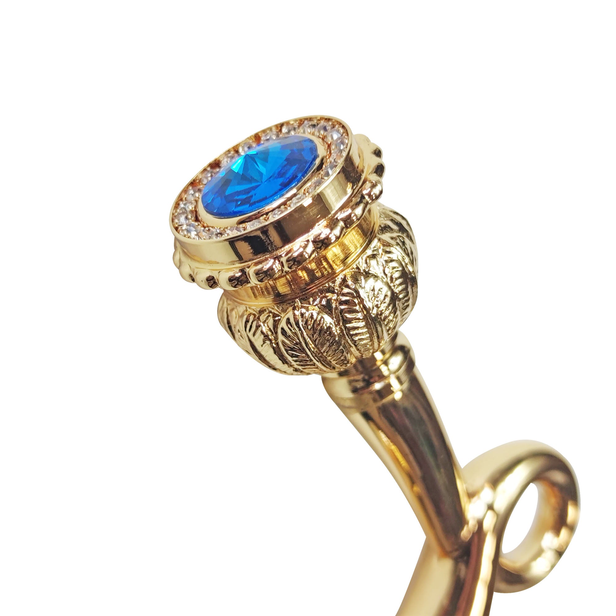 Walking stick - Sturdy gold plated 24K brass handle