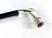 Sturdy Walking Stick With Red Swarovski Crystal - IL MARCHESATO LUXURY UMBRELLAS, CANES AND SHOEHORNS