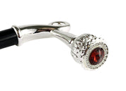 Sturdy Walking Stick With Red Swarovski Crystal - IL MARCHESATO LUXURY UMBRELLAS, CANES AND SHOEHORNS