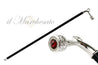 Sturdy Walking Stick With Red Swarovski Crystal - IL MARCHESATO LUXURY UMBRELLAS, CANES AND SHOEHORNS