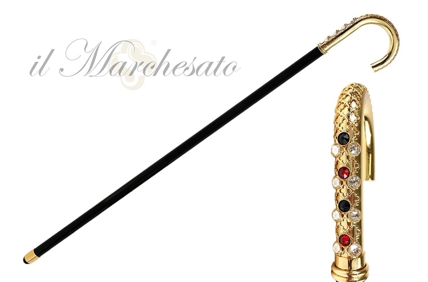 Goldplated brass Handle - Luxury canes for men - IL MARCHESATO LUXURY UMBRELLAS, CANES AND SHOEHORNS