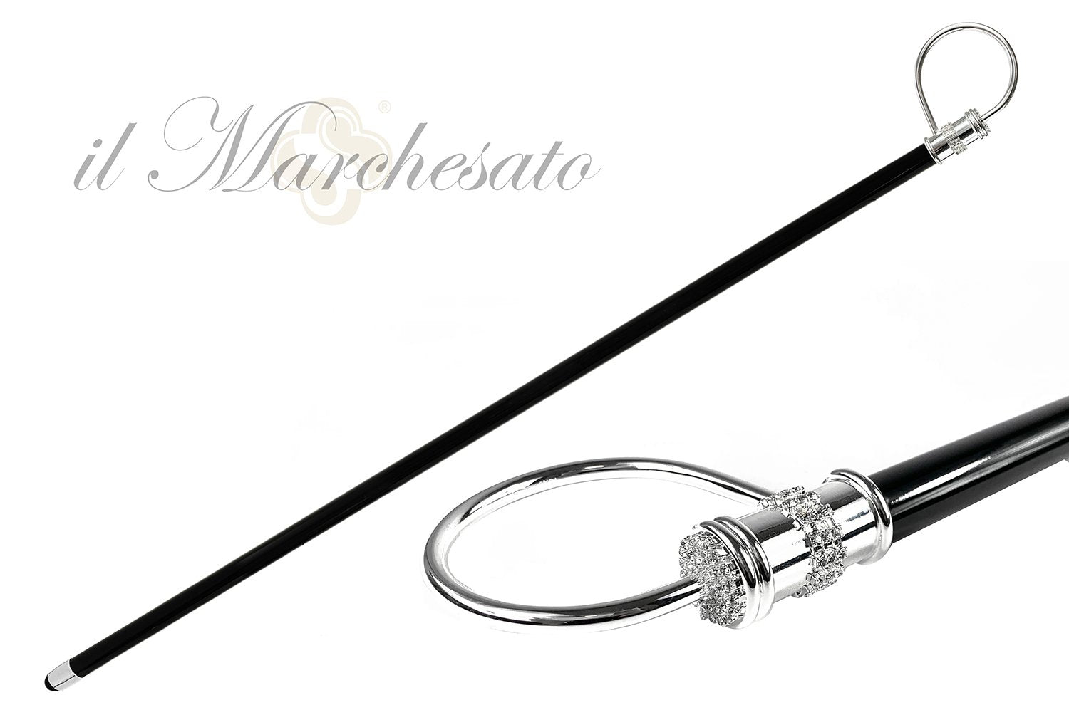 Elegant collectible Silverplated Walking stick - IL MARCHESATO LUXURY UMBRELLAS, CANES AND SHOEHORNS