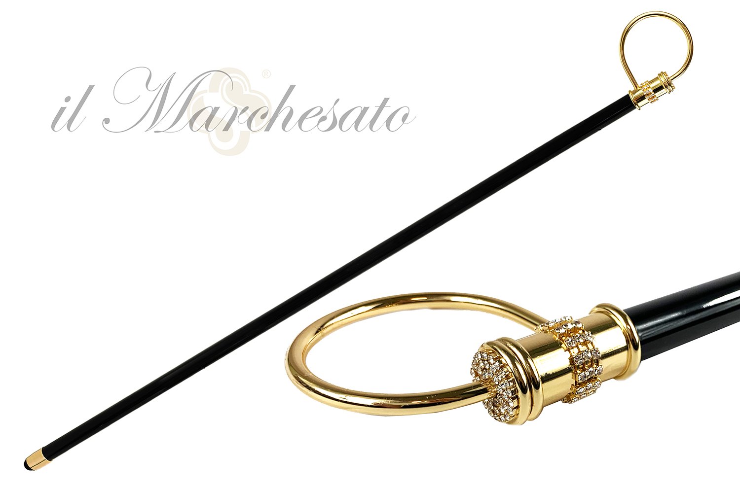 Original collectible Walking stick with crystals - IL MARCHESATO LUXURY UMBRELLAS, CANES AND SHOEHORNS