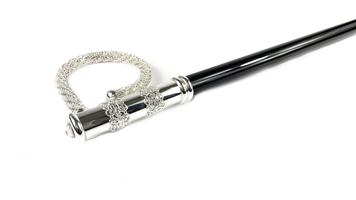 Beauty Walking stick with crystals - Silver-plated 925 - IL MARCHESATO LUXURY UMBRELLAS, CANES AND SHOEHORNS