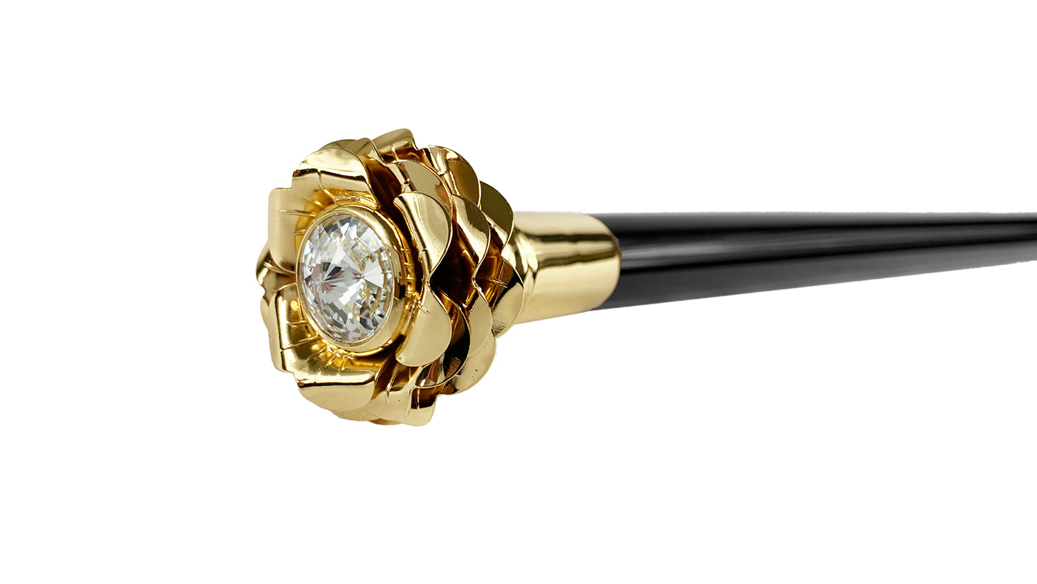 Walking Stick with Rose in golden brass