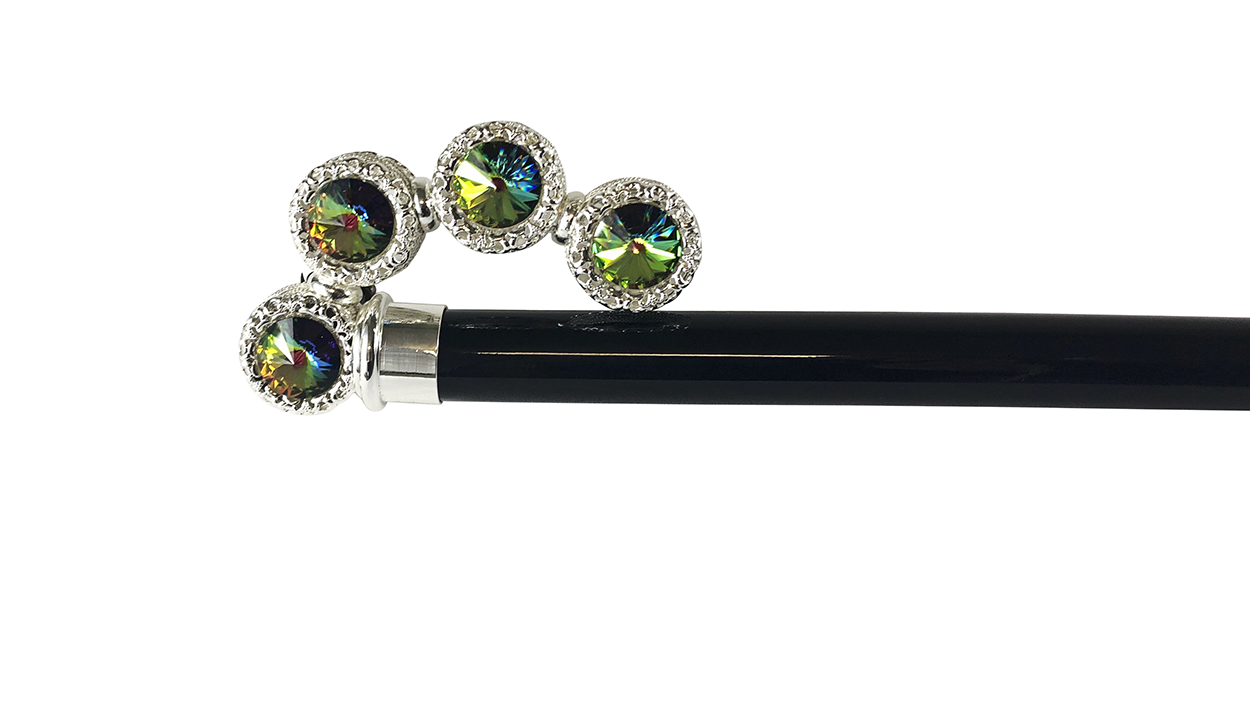 Luxurious Walking stick with multicolor crystals