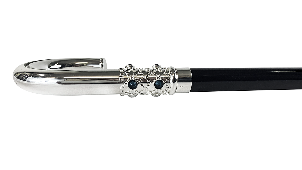 Sturdy Walking Stick With Blue Crystals