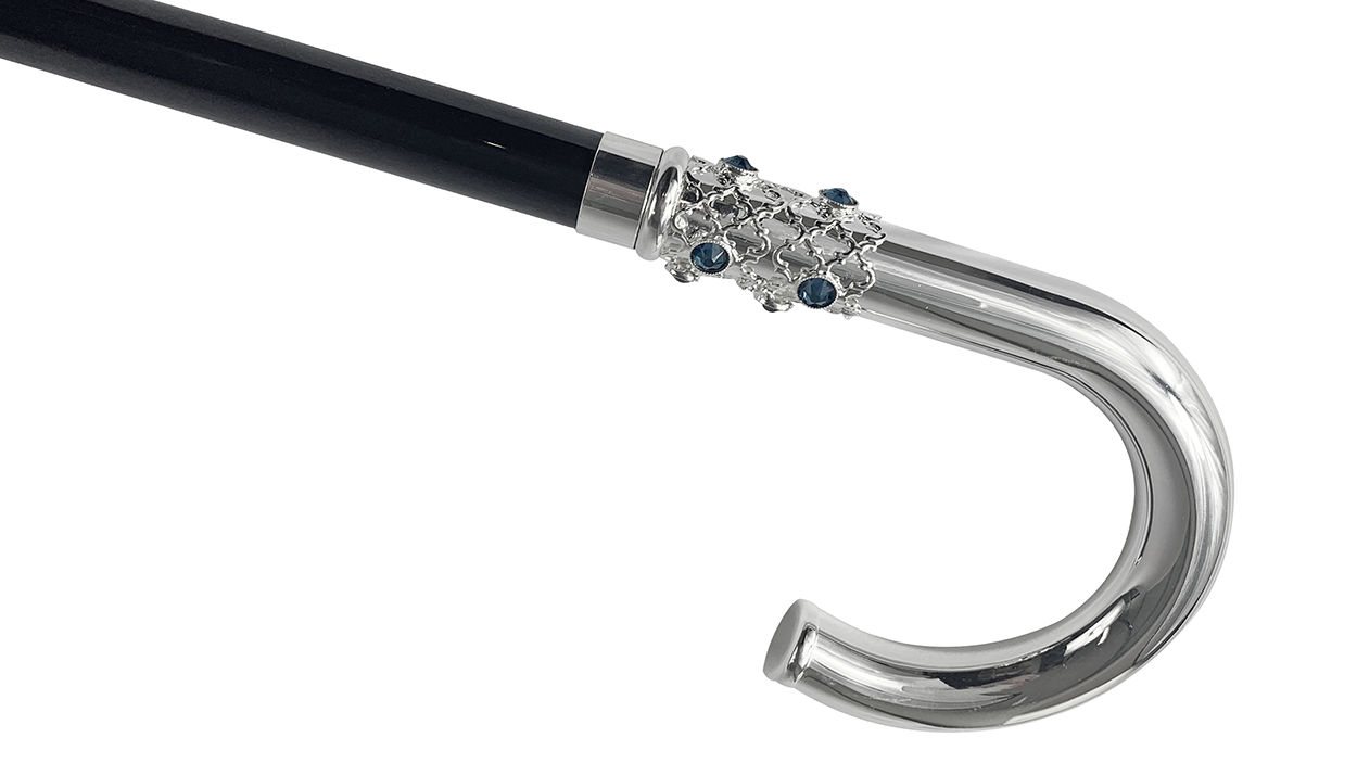 Sturdy Walking Stick With Blue Crystals