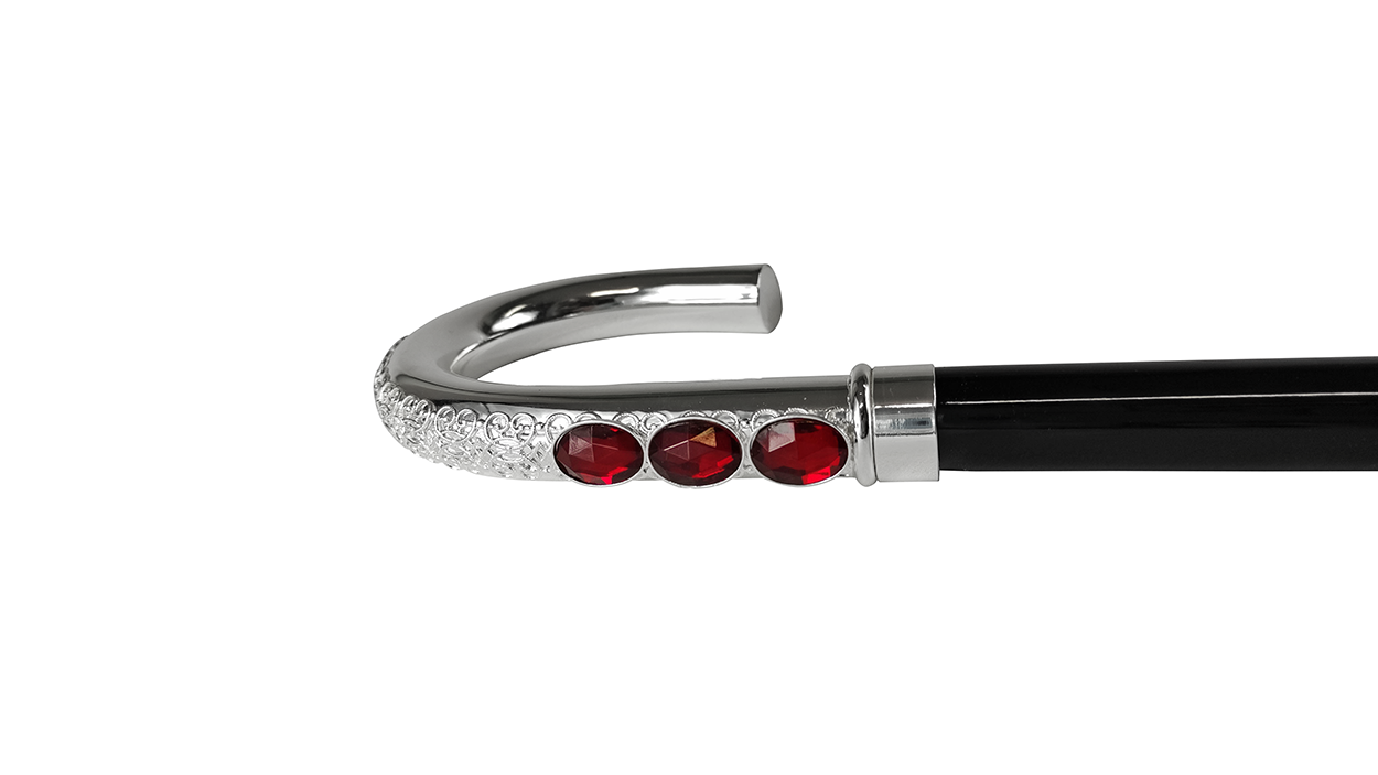 Sturdy Walking cane With Red Crystal
