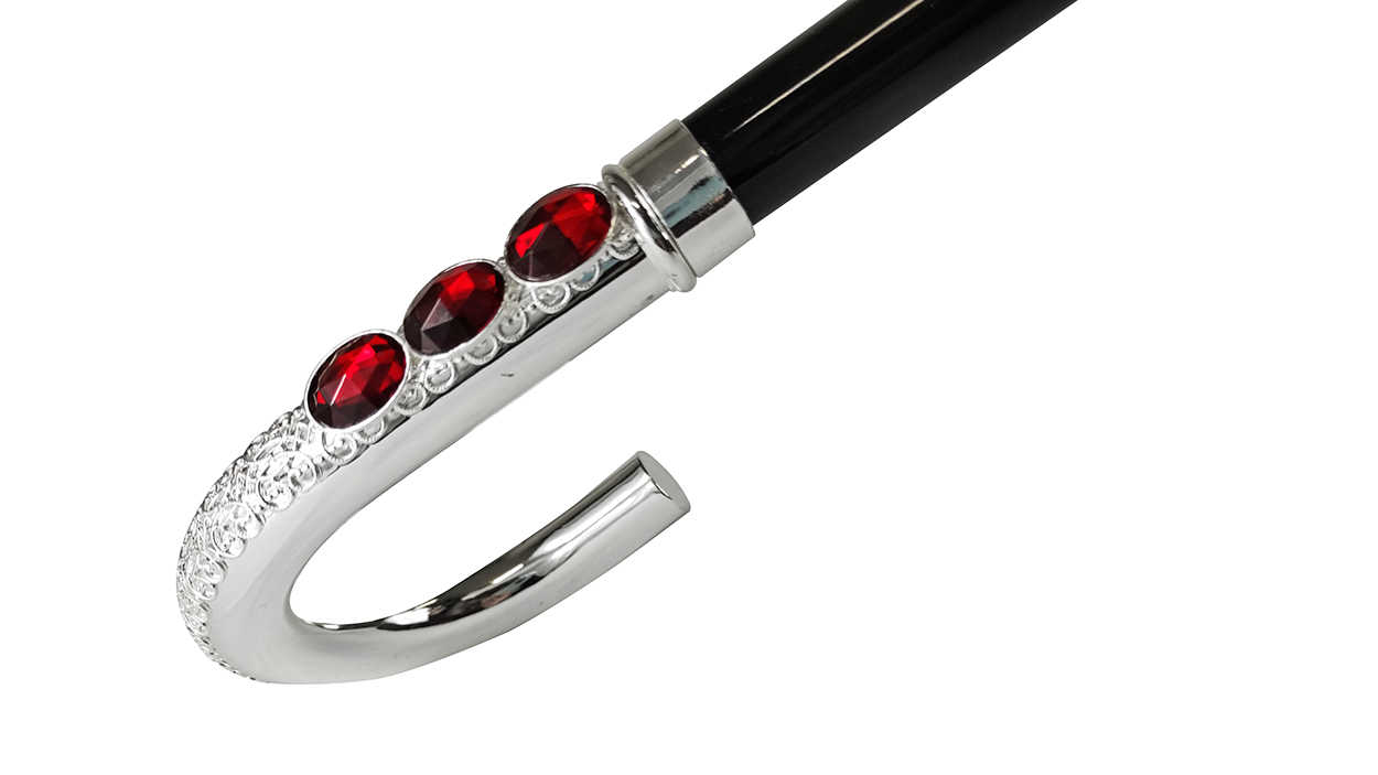 Sturdy Walking cane With Red Crystal