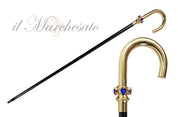 Fantastic curved cane for Men with teardrop crystals