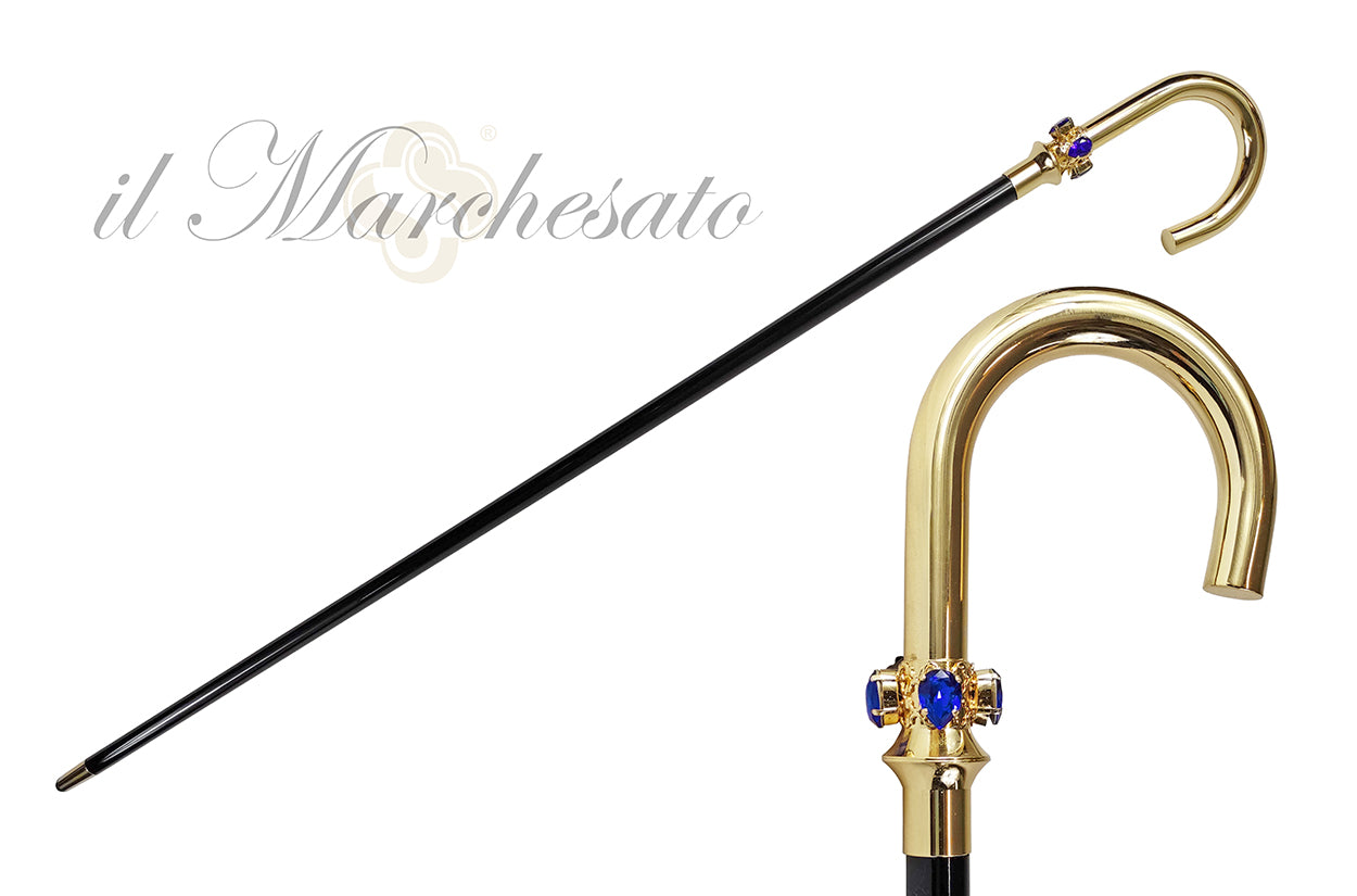 Fantastic curved cane for Men with teardrop crystals