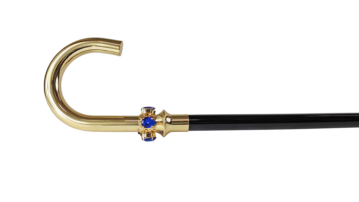 Fantastic curved cane for Men with teardrop crystals