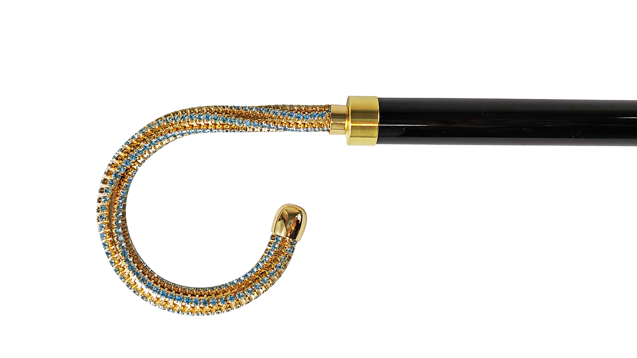 Collectible Walking stick embellished with Acquamarine crystal