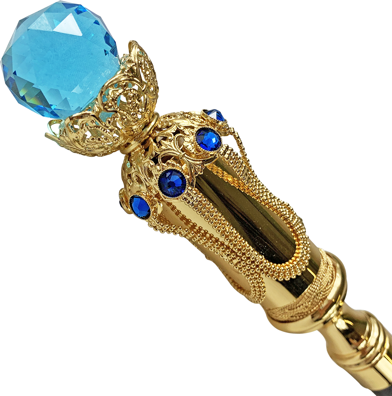 Wonderful mylord walking cane with big Aqua crystal