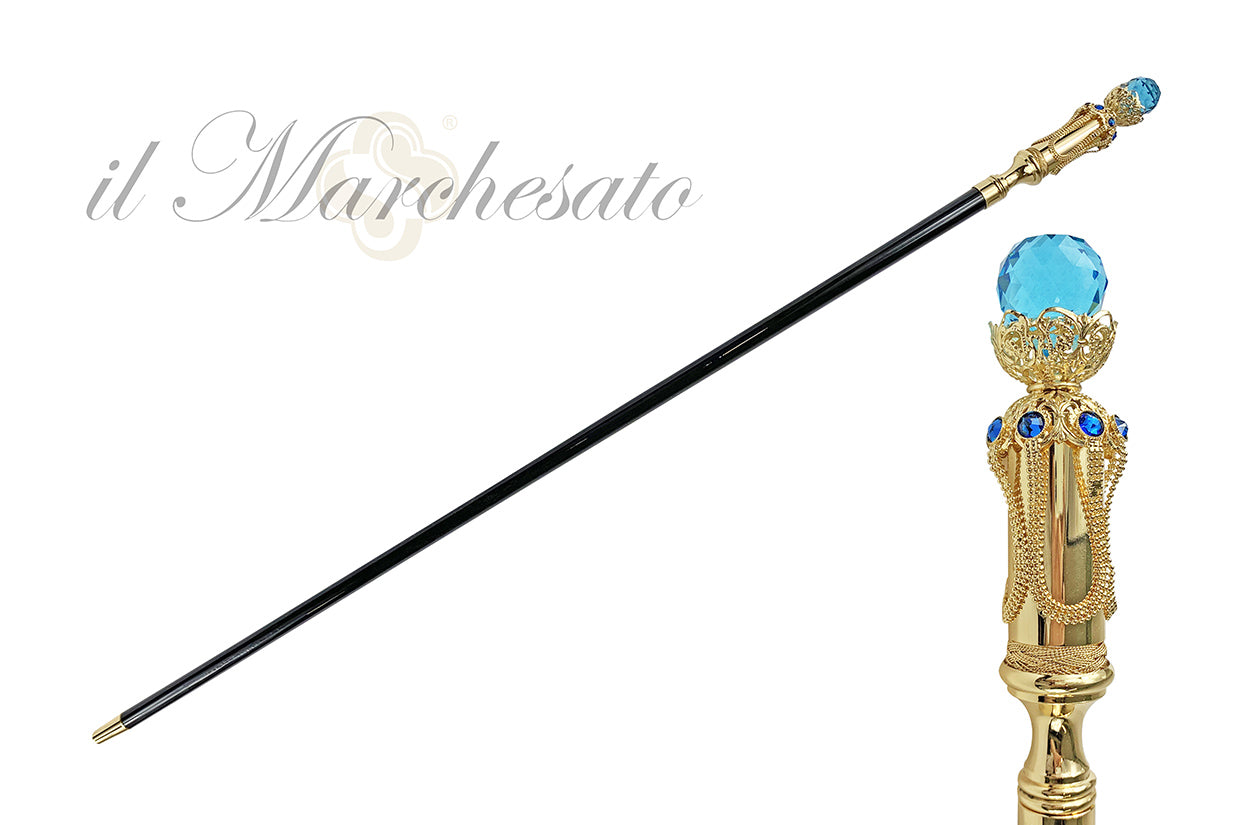 Wonderful mylord walking cane with big Aqua crystal
