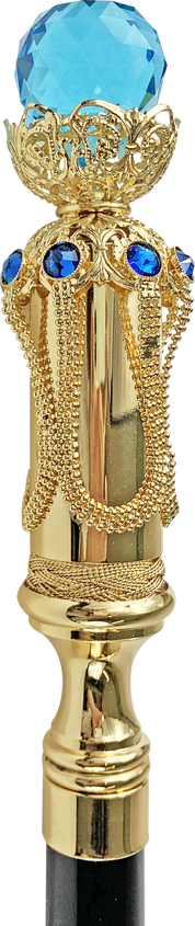 Wonderful mylord walking cane with big Aqua crystal
