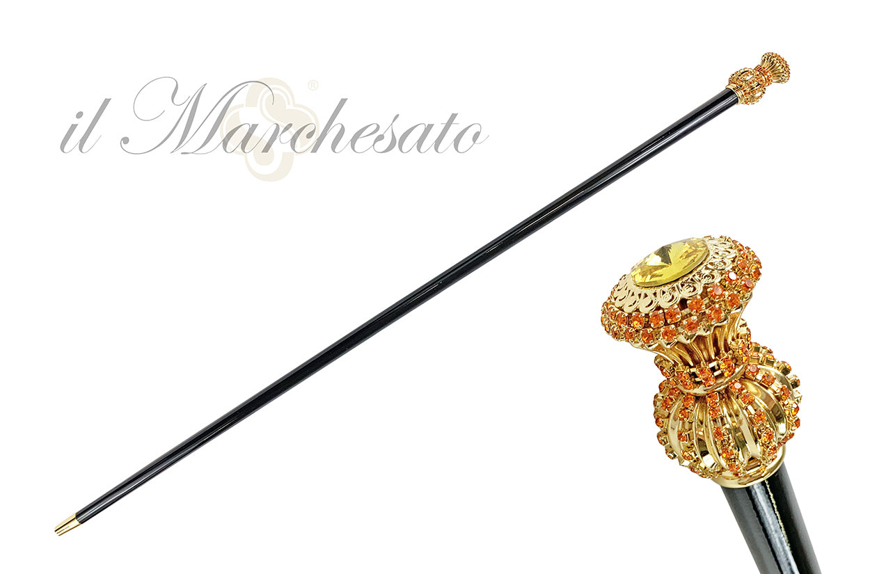 Handmade milord Cane with Orange crystals