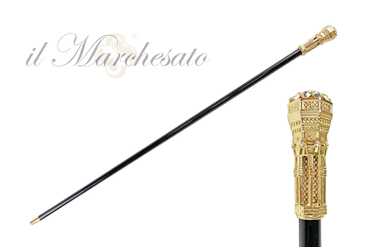 Tower walking stick with white crystals