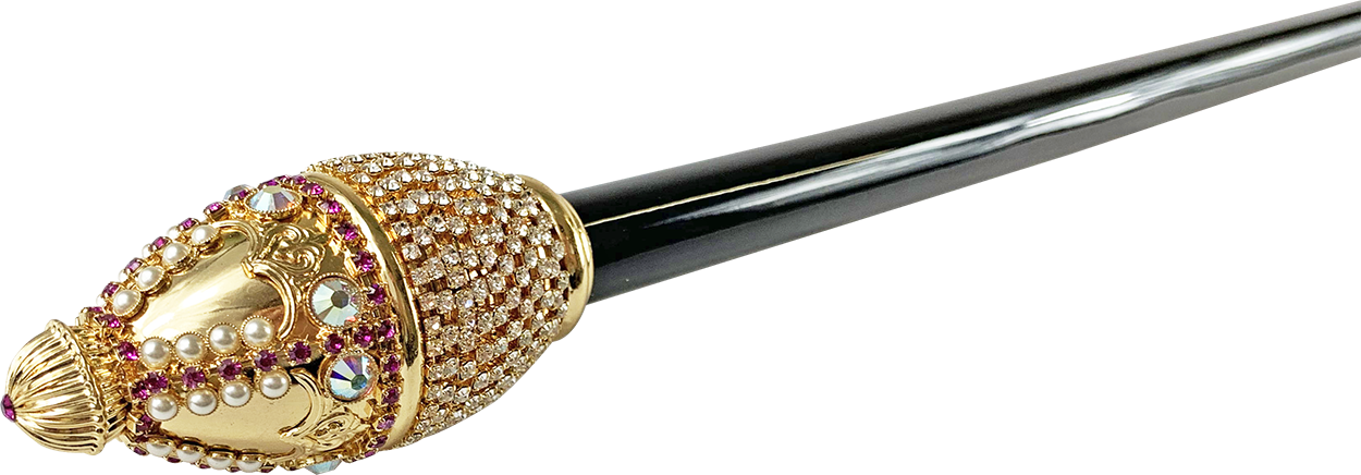 Handmade masterpiece walking stick with crystals and pearls
