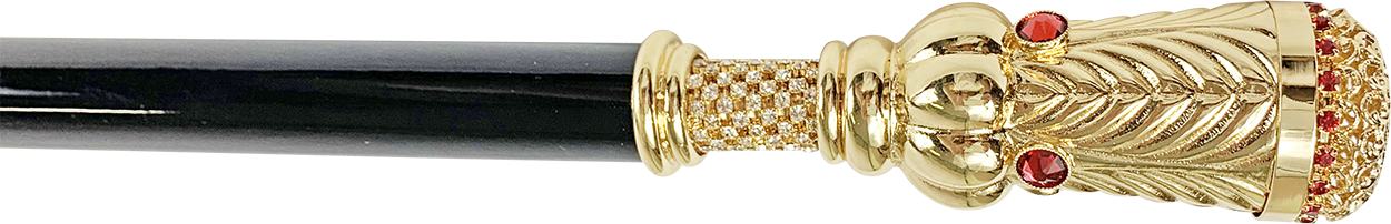 Walking stick in gold plated brass knob