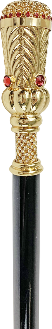 Walking stick in gold plated brass knob