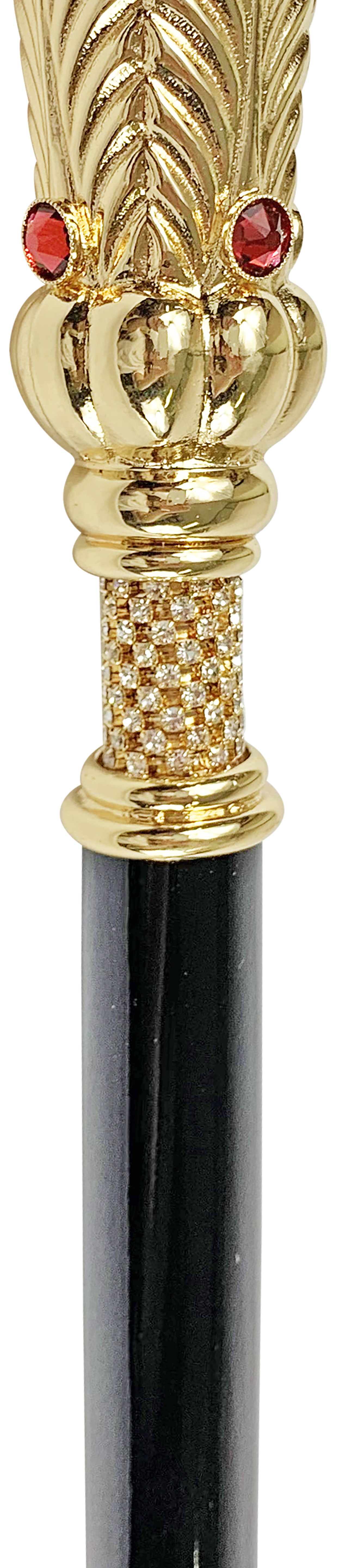 Walking stick in gold plated brass knob
