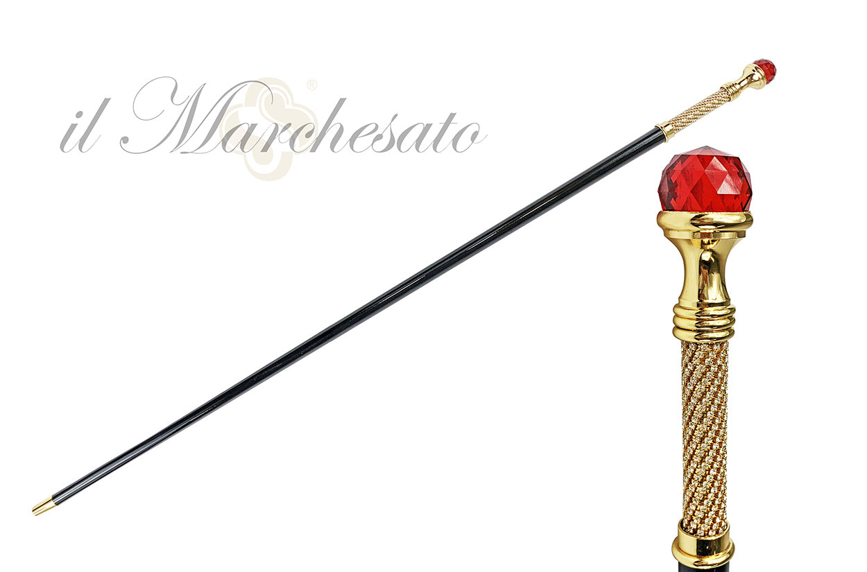 Elegant and stylish walking stick with red crystal sphere