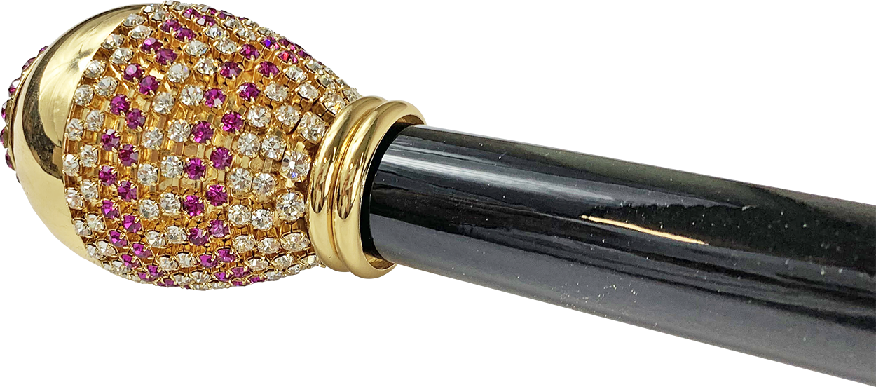 Awesome walking cane with Fucsia crystals