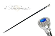 Elegant Walking stick with Silver-Plated Knob and crystals