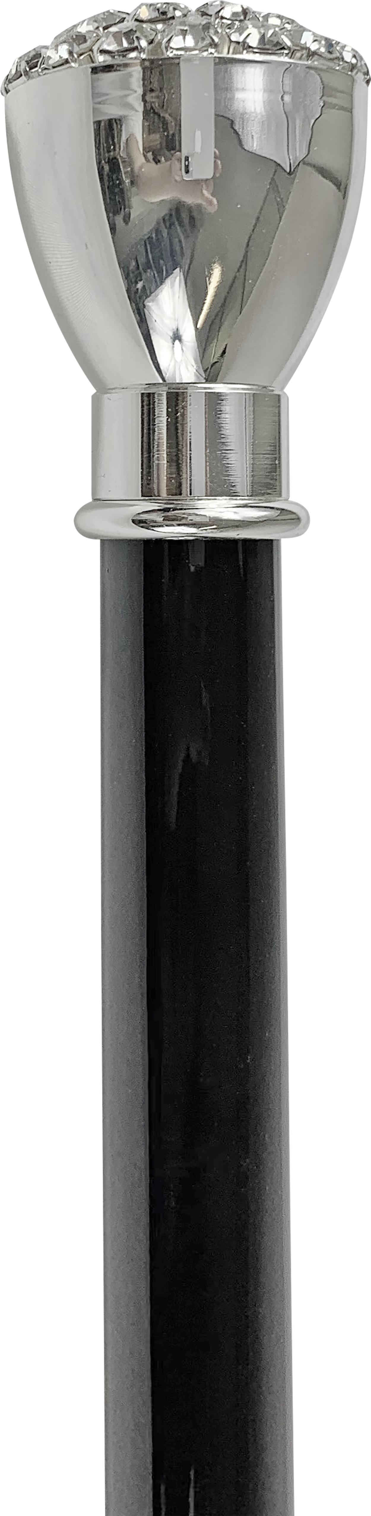 Elegant Walking stick with Silver-Plated Knob and crystals
