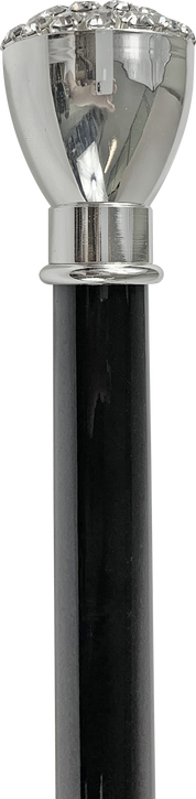 Elegant Walking stick with Silver-Plated Knob and crystals