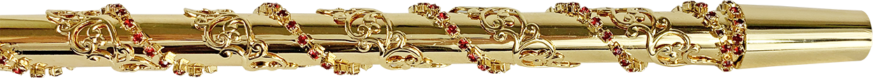 Luxury Gold plated 24K walking stick with Siam crystals