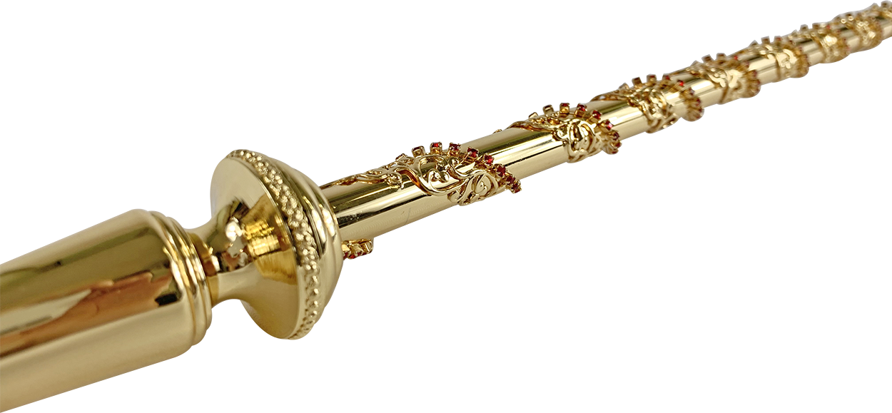 Luxury Gold plated 24K walking stick with Siam crystals