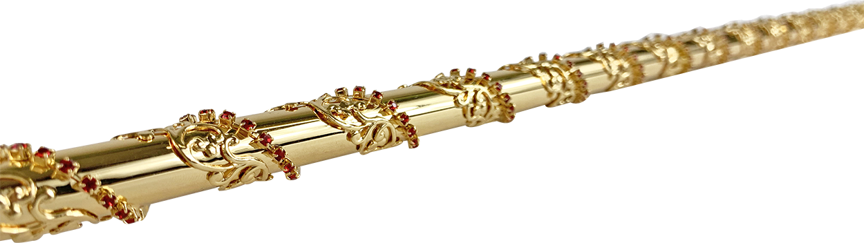 Luxury Gold plated 24K walking stick with Siam crystals
