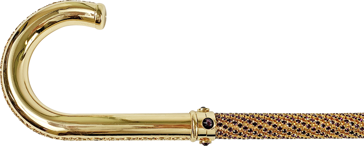 Luxury Gold plated 24K walking stick encrusted with thousands of amethyst crystals