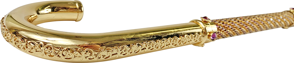 Luxury Gold plated 24K walking stick encrusted with thousands of amethyst crystals