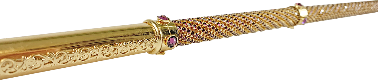 Luxury Gold plated 24K walking stick encrusted with thousands of amethyst crystals